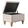 PAGED Retro Riveted Upholstered Ottoman with Storage, Velvet Multipurpose Ottoman Bench with Solid Wood Legs, Entryway Bench - 3 of 4