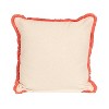 Storied Home Cotton Slub Pillow with Flowers, Embroidery and Eyelash Fringe, Multi Color - 4 of 4