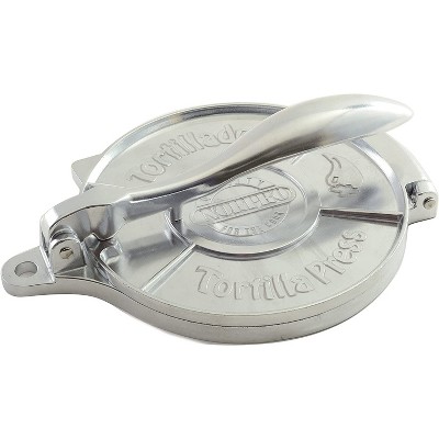 Norpro 8 Inch Round Cast Aluminum Kitchen Cooking Mexican Cuisine Flour Corn Tortilla Masa Dough Press Flattener, Silver