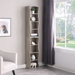 Kumasinova 7-Tier Modern Bookshelf with Wavy Border Design,Bookcase with Adjustable Shelves,Detachable Upper & Lower Units for Living Room - 1 of 4