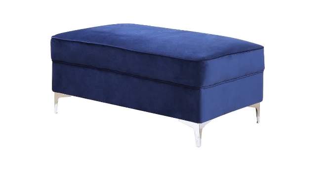 45&#34; Bovasis Velvet Ottoman Blue - Acme Furniture, 2 of 7, play video
