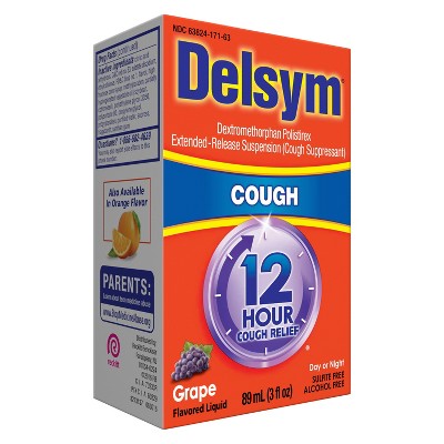 Delsym 12 Hr Cough Relief Liquid - Dextromethorphan - Grape - 3 fl oz, image 6 of 11 slides
