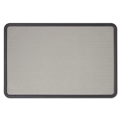 Quartet Contour Fabric Bulletin Board 36 x 24 Gray Surface Black Plastic Frame 7693G