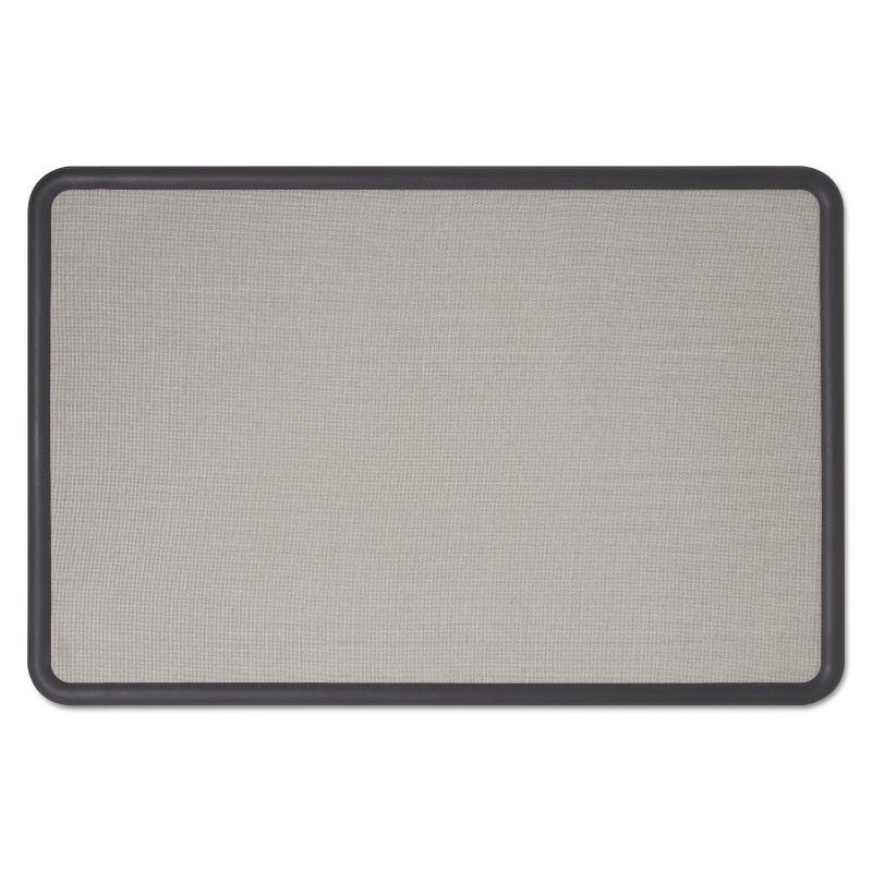 Quartet Contour Fabric Bulletin Board 36 x 24 Gray Surface Black Plastic Frame 7693G, 1 of 10