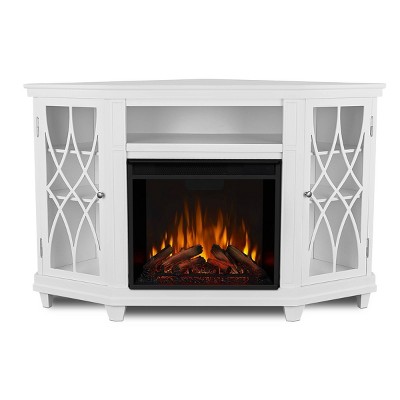 Real Flame Lynette Electric Fireplace, White Corner Fireplace Tv Stand For 60 Inch