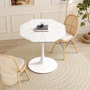 NicBex 31.5 Inch Octagonal Coffee Table Simple Modern Dining Table with Wooden Tabletop and Metal Base for Living Room, Dining Room - 1 of 4