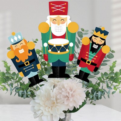 Big Dot of Happiness Christmas Nutcracker - Holiday Party Centerpiece Sticks - Table Toppers - Set of 15