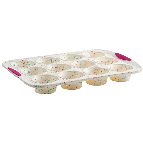 Trudeau Structure Silicone Confetti Fuchsia 12 Cavity Muffin Pan Target