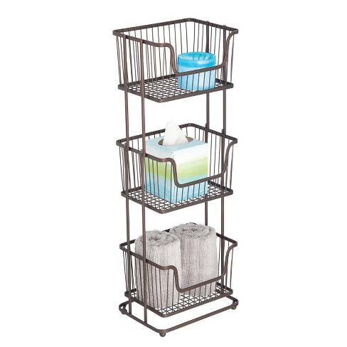 Mdesign Tall Standing Bathroom Shelf Holder Rack - 3 Metal Wire Baskets :  Target