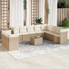 vidaXL Patio Sofa Set with Cushions Outdoor Furniture 11 Piece Poly Rattan - Beige and Cream With Table - 2 of 4