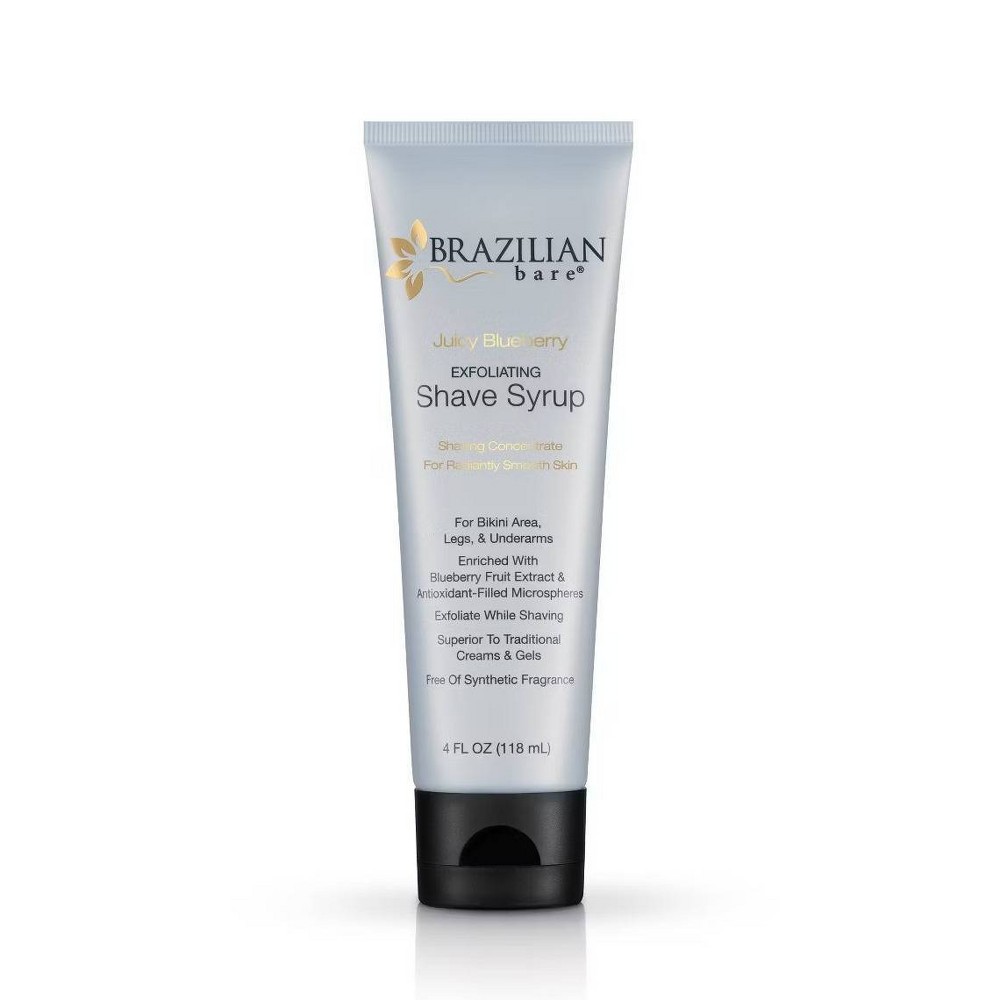 Brazilian Bare Blueberry Exfoliating Shave Syrup - 4oz: Paraben-Free, Suitable for All Hair Types, Normal to Dry Skin
