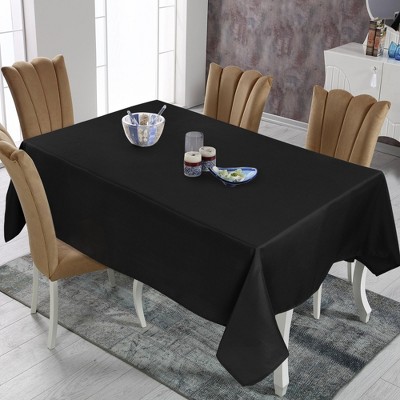 55"x71" Rectangle Polyester Stain Resistant Solid Tablecloths Black - PiccoCasa