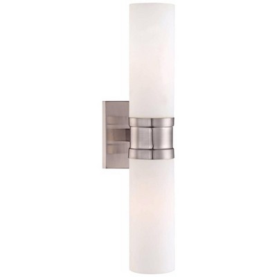 Minka Lavery Modern Wall Light Sconce Brushed Nickel Hardwired 4 1/4" 2-Light Fixture Etched Opal Glass Shade for Bedroom Bathroom