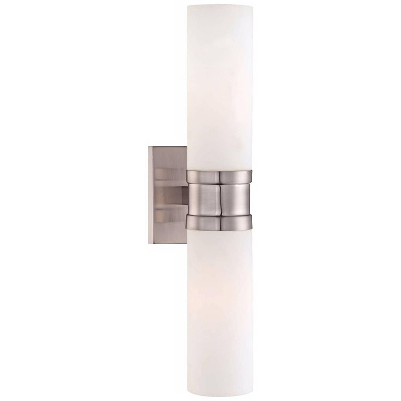 Minka Lavery Modern Wall Light Sconce Brushed Nickel Hardwired 4 1/4" 2-Light Fixture Etched Opal Glass Shade for Bedroom Bathroom, 1 of 2