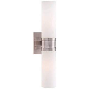 Minka Lavery Modern Wall Light Sconce Brushed Nickel Hardwired 4 1/4" 2-Light Fixture Etched Opal Glass Shade for Bedroom Bathroom