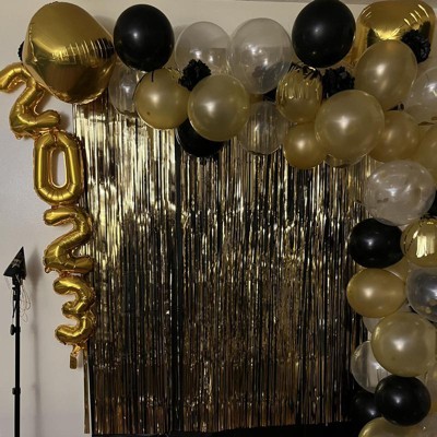 52ct Large Balloons Arch With Backdrop Gold/black - Spritz™ : Target