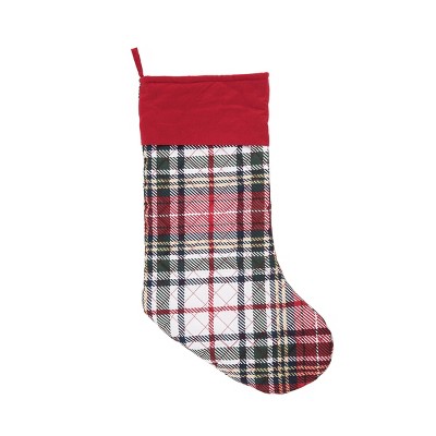 C&F Home 20" Lennox Green Red & White Plaid Embroidered Hanging Large Christmas Stocking