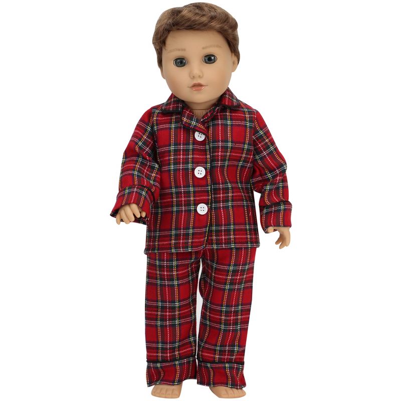 Sophia’s Red Flannel Pajamas and Slippers Set for 18" Dolls, 5 of 7