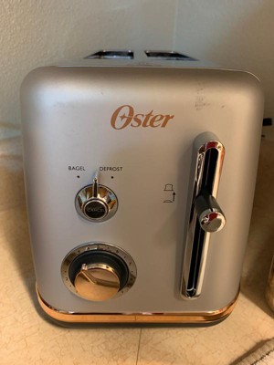 Oster 2097682 2 Slice Toaster Metropolitan Collection with Rose Gold  Accents, GRAY