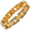Steeltime Men's 18k gold plated stainless steel and simulated diamonds pyramid stud pattern link bracelet. Color Options: Silver, Gold - 2 of 4