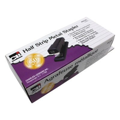 Charles Leonard Half Strip Metal Stapler, Non-Skid Base, Black (Case of 4)