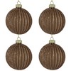 Northlight 4ct Champagne and Chocolate Glittered Glass Ball Christmas Ornaments 3" (80mm) - 4 of 4
