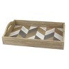 18" x 12" Country Rustic Wooden Chevron Serving Tray Brown - Stonebriar Collection:Cutout Handles - 2 of 4