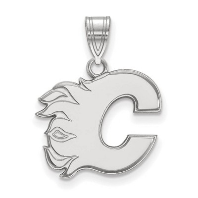 Black Bow Jewelry 14k White Gold Calgary Flames NHL Medium Pendant