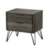 Contemporary Three-Tone Gray Finish Nightstand Perched atop Metal Legs Acacia Veneer Modern Bedroom Furniture - 3 of 4