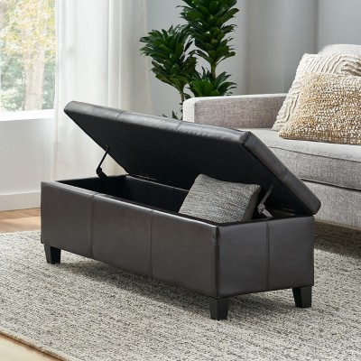 NicBex Rectangular PU Leather Storage Ottoman Bench,Upholstered Storage Ottoman with Stitched Details,Storage Bench for Living Room,Bedroom