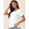 INSPIRE CHIC Women's Dressy Casual Crewneck Summer Ruched Short Sleeve Eyelet Tops - 2 of 4