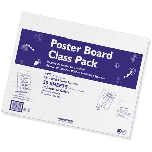 Pacon Poster Board Classroom Pack, 22 x 28 Inches, 4-Ply Thickness, Assorted Color, Pack of 50 - 1 of 3