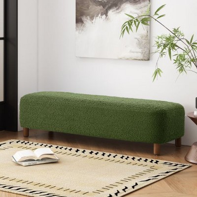 CAVINAS Fabric Ottoman Bench, Rectangular Ottoman Bench, Upholstered Ottoman Foot Rest, Entryway Padded Footstool for Living Room, Bedroom End Bench