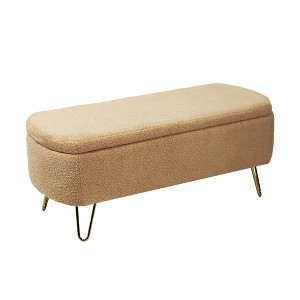 Dexmalle Modern Faux Fur Entryway Upholstered Bench - 1 of 4