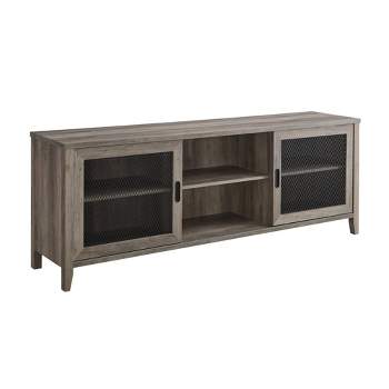 Industrial Transitional Sliding Mesh Door Console TV Stand for TVs up to 80" Gray - Saracina Home