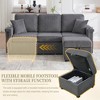 76.38'' Corduroy L-Shaped Sectional Sofa with Pull-Out Storage, Ottoman, USB Charging, and Cup Holders - 3 of 4