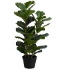 Monarch Specialties Artificial Plant 32 inch Tall Fiddle Tree Indoor Faux Fake Floor Greenery Potted Real Touch Decorative Green Leaves Black Pot - 2 of 4