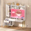 Aheaplus 48'' Vanity Desk with Charging Station and LED Light, Vanity Table with Drawer,  Shelves and Pegboard - 3 of 4