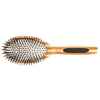Bass Brushes Style & Detangle Hair Brush Premium Bamboo Handle with Professional Grade Nylon Pin Large Oval Stripe