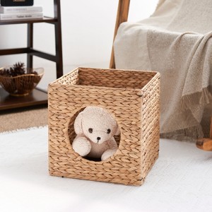 UbMelt Wicker Round Cat Bed Cave Cozy Pet Bed Cat Sofa Bed with Handles For Any Size Cat Breeds, Chihuahua - 1 of 4
