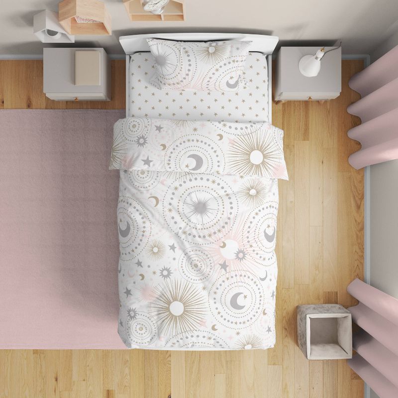 5pc Celestial Toddler Kids&#39; Bedding Set Pink and Gold -Sweet Jojo Design, 3 of 8