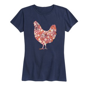 Women's - Instant Message - Floral Print Chicken Short Sleeve Graphic T-Shirt - 1 of 4