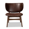 Marcos Faux Leather and Wood Living Room Accent Chair Dark Brown/Walnut Brown - Baxton Studio - 2 of 4