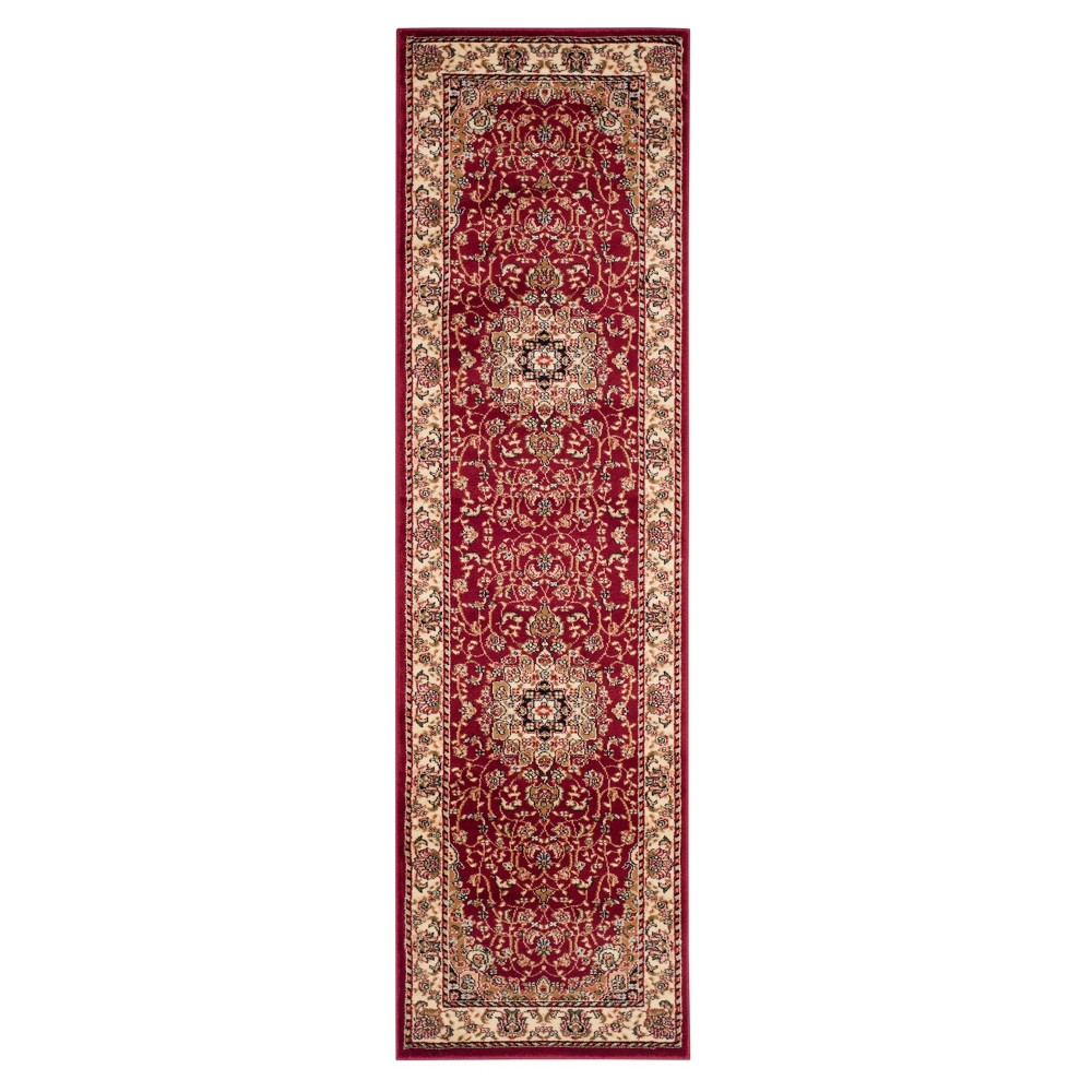 Red/Ivory Floral Loomed Runner 2'2inX12'