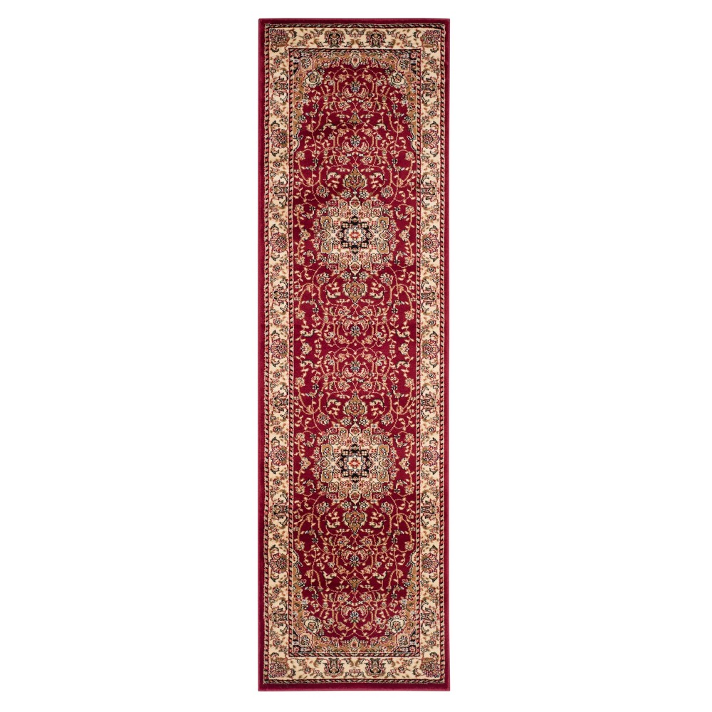 Red/Ivory Floral Loomed Runner 2'2inX12' - Safavieh