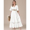 INSPIRE CHIC Women's V Neck Lace Ruffle Half Sleeve Boho Wedding Flowy A-Line Maxi Dress - 4 of 4