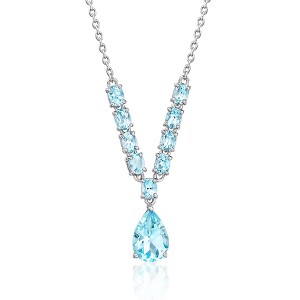 Ross-Simons 2.00 Carat Sky Blue Topaz and 1.30 ct. t.w. Aquamarine Y-Necklace in Sterling Silver Size 18 - 1 of 3