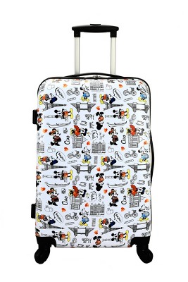 Disney Brandclub Disney Mickey Mouse and Minnie Mouse 28 Inch White Rolling Luggage