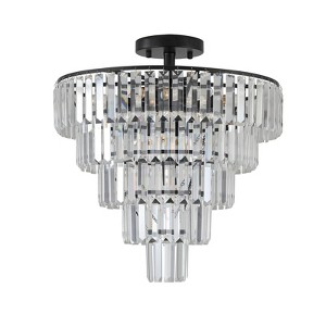Dolonm 20" Black Crystal Chandelier Ceiling Light, Modern Luxury 10-Light Flush Mount Light Fixture(No Bulbs) - 1 of 4