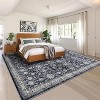 Vintage Washable Area Rug - Non-Slip Oriental Low Pile Carpet Soft Foldable Non-Shedding Floor Cover for Living Room Dining Room Dorm Office - 2 of 4